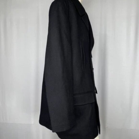 NEW MICHAEL KORS Mens Coat Black Size 48L Double Breasted Overcoat Wool Blend - Picture 7 of 12